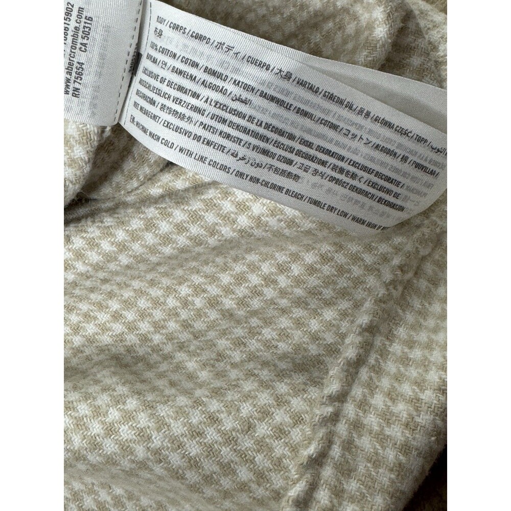 Hollister Women’s Oversized‎ Shirt Jacket Brown Cream Check XL Shacket Flannel - Picture 7 of 10